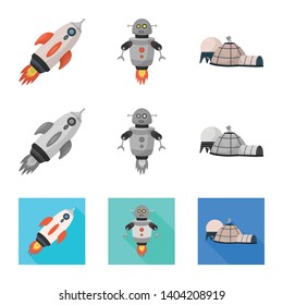 Vector illustration of astronomy and technology  logo. Collection of astronomy and sky vector icon for stock.