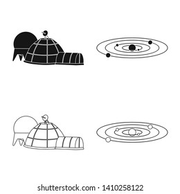 Vector illustration of astronomy and technology  logo. Set of astronomy and sky stock vector illustration.