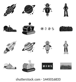 Vector illustration of astronomy and technology logo. Collection of astronomy and sky stock symbol for web.