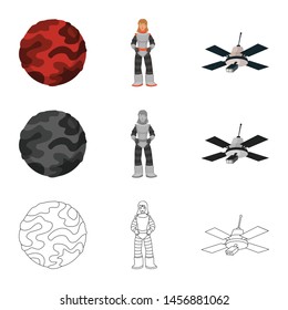 Vector illustration of astronomy and technology logo. Collection of astronomy and sky stock symbol for web.
