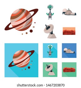 Vector illustration of astronomy and technology logo. Set of astronomy and sky stock symbol for web.
