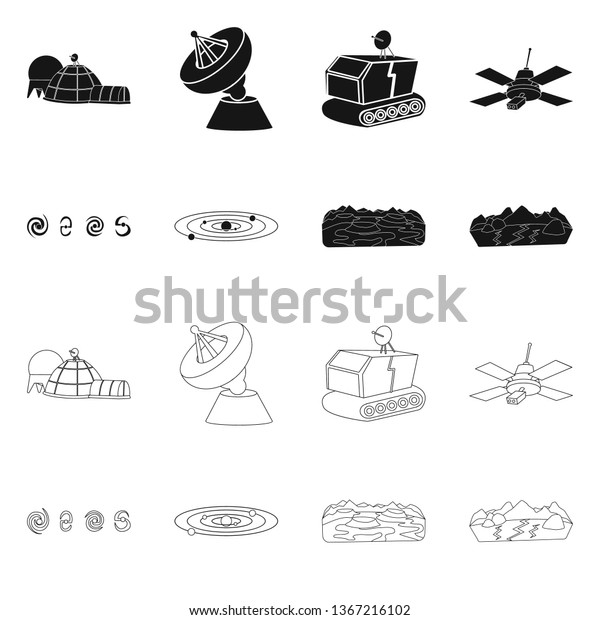 Vector illustration of\
astronomy and technology  logo. Set of astronomy and sky vector\
icon for stock.