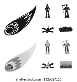 Vector illustration of astronomy and technology  sign. Set of astronomy and sky stock symbol for web.
