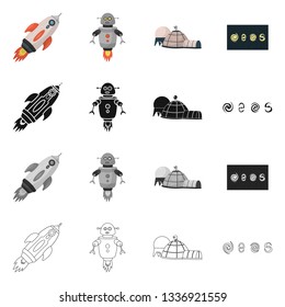 Vector illustration of astronomy and technology  sign. Set of astronomy and sky stock symbol for web.
