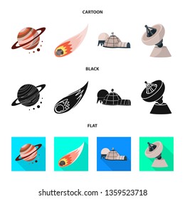 Vector illustration of astronomy and technology  sign. Collection of astronomy and sky vector icon for stock.