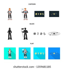 Vector illustration of astronomy and technology  sign. Collection of astronomy and sky stock vector illustration.