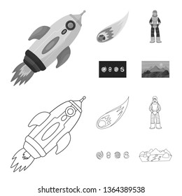 Vector illustration of astronomy and technology  sign. Set of astronomy and sky vector icon for stock.