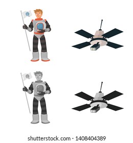 Vector illustration of astronomy and technology  sign. Set of astronomy and sky vector icon for stock.