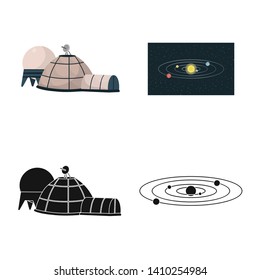 Vector illustration of astronomy and technology  sign. Set of astronomy and sky stock vector illustration.