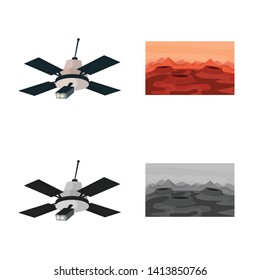 Vector illustration of astronomy and technology  sign. Set of astronomy and sky stock symbol for web.