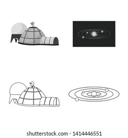 Vector illustration of astronomy and technology  sign. Collection of astronomy and sky stock symbol for web.