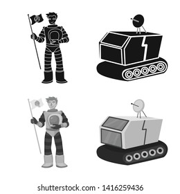 Vector illustration of astronomy and technology  sign. Collection of astronomy and sky vector icon for stock.