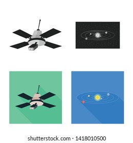 Vector illustration of astronomy and technology  sign. Collection of astronomy and sky stock vector illustration.