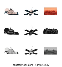 Vector illustration of astronomy and technology sign. Collection of astronomy and sky stock symbol for web.