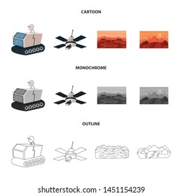 Vector illustration of astronomy and technology sign. Collection of astronomy and sky stock symbol for web.