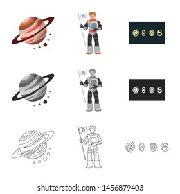 Vector illustration of astronomy and technology sign. Collection of astronomy and sky stock symbol for web.