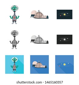 Vector illustration of astronomy and technology sign. Collection of astronomy and sky stock symbol for web.