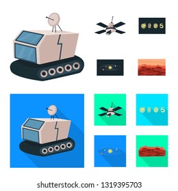 Vector illustration of astronomy and technology  symbol. Collection of astronomy and sky stock symbol for web.
