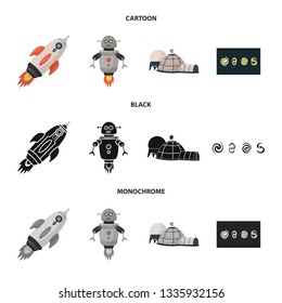 Vector illustration of astronomy and technology  symbol. Collection of astronomy and sky stock vector illustration.