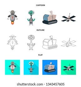 Vector illustration of astronomy and technology  symbol. Collection of astronomy and sky vector icon for stock.