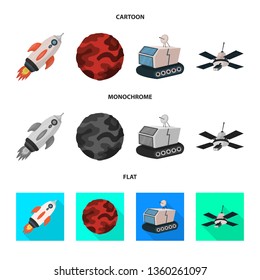 Vector illustration of astronomy and technology  symbol. Set of astronomy and sky stock symbol for web.