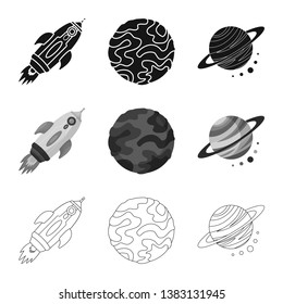 Vector illustration of astronomy and technology  symbol. Set of astronomy and sky stock symbol for web.