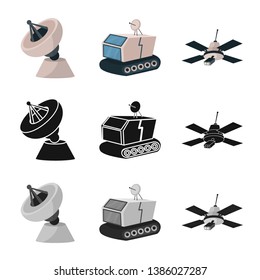 Vector illustration of astronomy and technology  symbol. Set of astronomy and sky stock vector illustration.