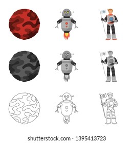 Vector illustration of astronomy and technology  symbol. Set of astronomy and sky vector icon for stock.