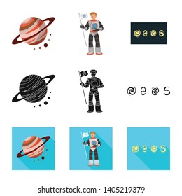 Vector illustration of astronomy and technology  symbol. Collection of astronomy and sky stock vector illustration.