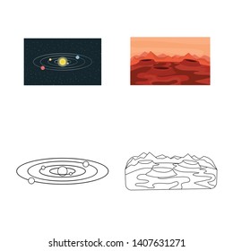 Vector illustration of astronomy and technology  symbol. Set of astronomy and sky vector icon for stock.