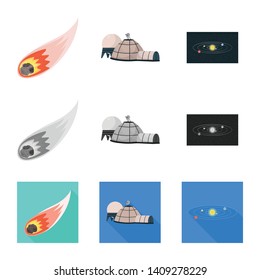 Vector illustration of astronomy and technology  symbol. Collection of astronomy and sky stock vector illustration.