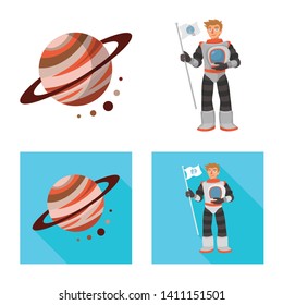 Vector illustration of astronomy and technology  symbol. Set of astronomy and sky stock symbol for web.