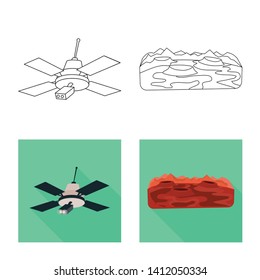 Vector illustration of astronomy and technology  symbol. Set of astronomy and sky stock symbol for web.
