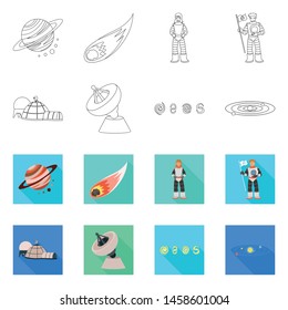 Vector illustration of astronomy and technology symbol. Set of astronomy and sky stock vector illustration.