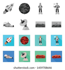Vector illustration of astronomy and technology symbol. Collection of astronomy and sky stock symbol for web.