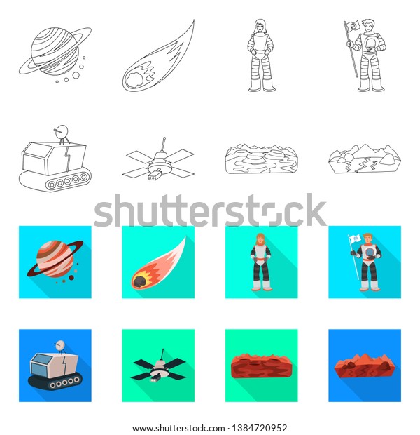 Vector illustration of\
astronomy and technology  symbol. Set of astronomy and sky vector\
icon for stock.
