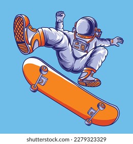 ilustración vectorial astronauta con patineta