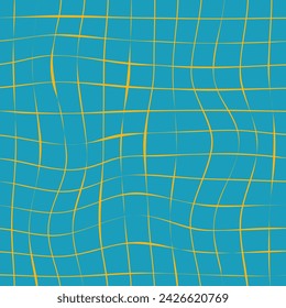 vector illustration with an asymmetrical yellow grid on a dark blue background, creating an immersive visual experience in a grunge style. A combination of shades designed to capture the imagination.
