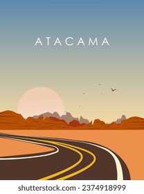 Vector illustration. Atacama, Chile. America. Design for poster, banner, postcard. Tourism, travel.