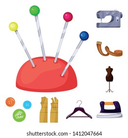 Vector illustration of atelier and sewing icon. Collection of atelier and tailoring stock symbol for web.