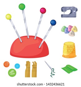 Vector illustration of atelier and sewing icon. Set of atelier and tailoring stock symbol for web.