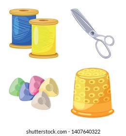 Vector illustration of atelier and sewing logo. Collection of atelier and tailoring vector icon for stock.