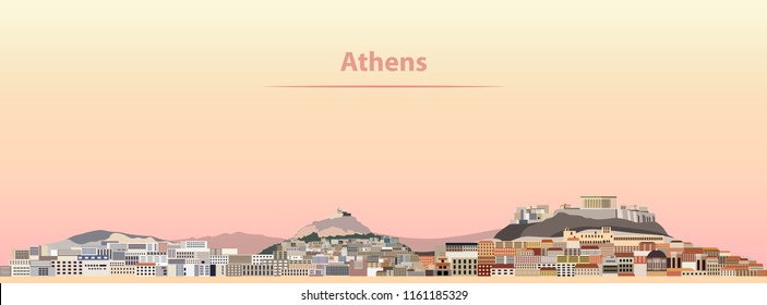 vector illustration of Athens skyline at sunrise