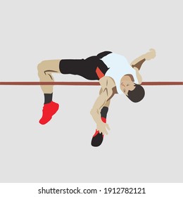 Vector illustration of an athlete is doing a high jump