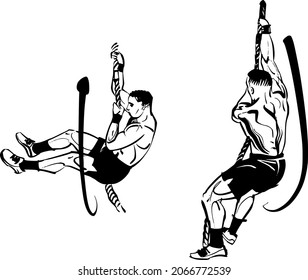 the vector illustration of the athlete doing rope exercise 