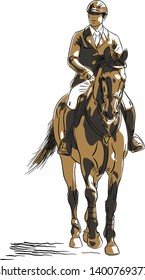 Vector illustration of athlete rider on horseback