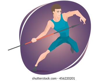 Vector illustration of an athlete throwing a javelin. The image on the theme of the Olympic Games and sports competitions  