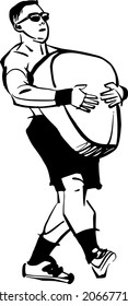 la ilustración vectorial del atleta camina con peso pesado