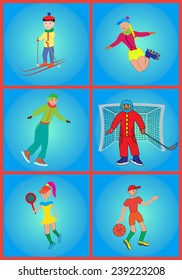 Vector illustration of athletes from different sports.