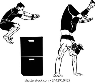 vector illustration the athletes doing workout